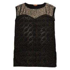Roberta Freymann Sequin/Knit Black/Gold Mesh tunic (XS)